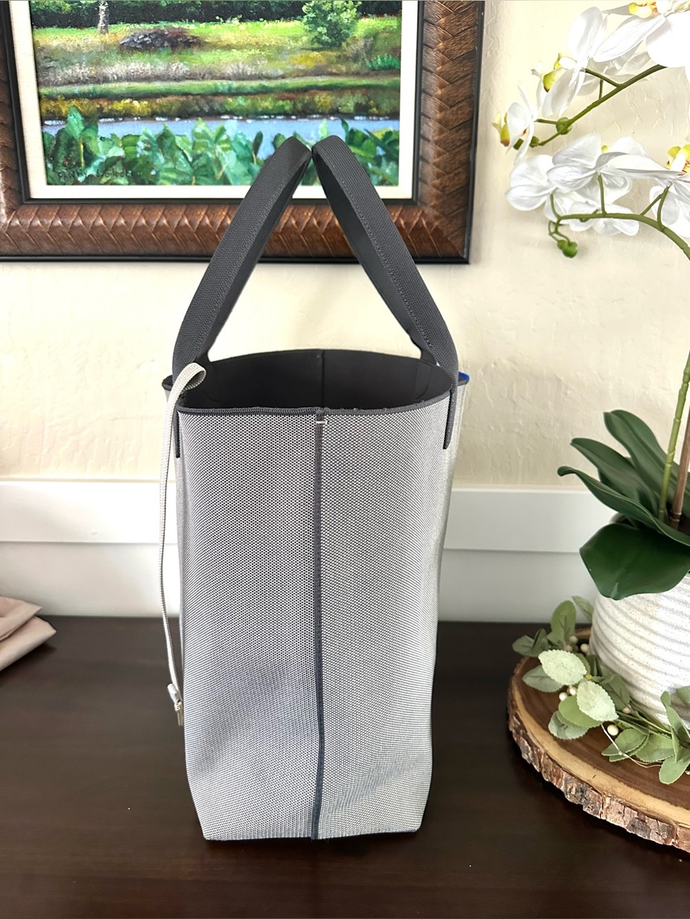 Rothy’s Essential Tote Grey Mist Gray Recycled Knit Shoulder Bag Travel Work - Picture 4 of 6